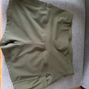 Small Forest green Spandex yoga shorts with pockets